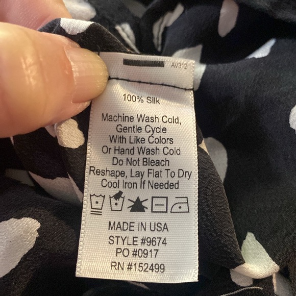 Amour Vert Womens Cindra 100% Silk Midi Dress BLACK & WHITE Dotted Cap Sleeves - Picture 9 of 10